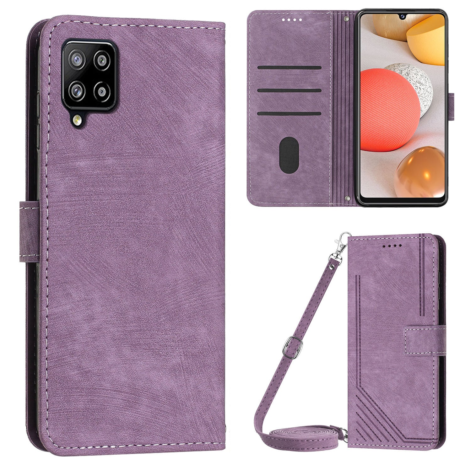 For Samsung Galaxy A42 5G / M42 5G Imprinted Lines Stand Phone Cover Wallet Case PU Leather Flip Shell For Samsung Galaxy A42 5G / M42 5G Imprinted Lines Stand Phone Cover Wallet Case PU Leather Flip Shell